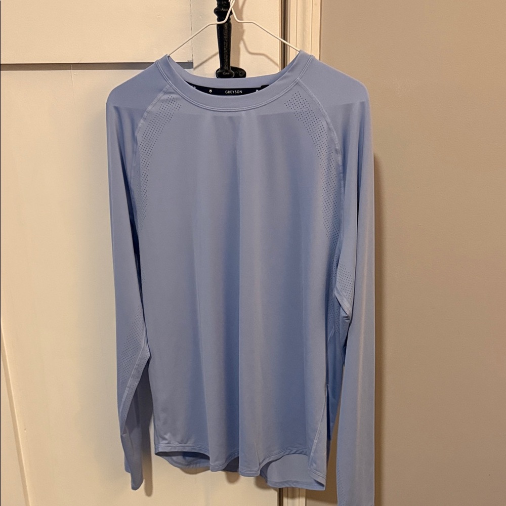 GREYSON Men's Light Blue Long Sleeve Performance Tee